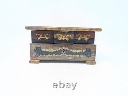 SERVICED! 6½ Antique Thorens Reuge FOLDING Music Jewelry Box INLAY Santa Lucia