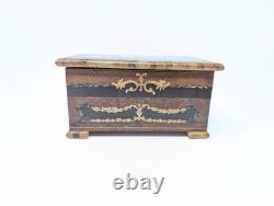 SERVICED! 6½ Antique Thorens Reuge FOLDING Music Jewelry Box INLAY Santa Lucia