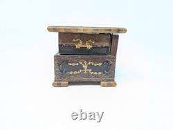 SERVICED! 6½ Antique Thorens Reuge FOLDING Music Jewelry Box INLAY Santa Lucia
