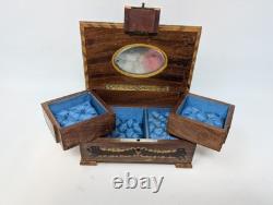 SERVICED! 6½ Antique Thorens Reuge FOLDING Music Jewelry Box INLAY Santa Lucia