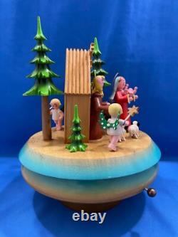 STEINBACH Music Box Nativity Carved Wood REUGE Germany Vintage 1970s Large
