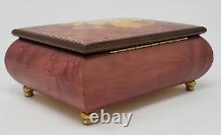 San Francisco Music Box from Italy Pink Floral Inlay Memory Swiss Made Reuge