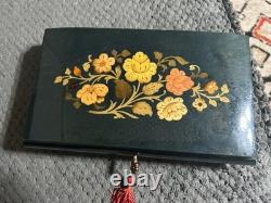 Sorrento Hand Made Music Jewelry Trinket Wood Box Reuge Swiss Musical Movement