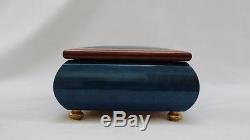 Sorrento Italy Inlaid Wood Blue Music Box Reuge Swiss Musical Movement Lute 11