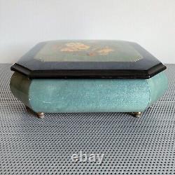 Sorrento Specialties Handcrafted Italian Reuge Music Box Blue Green Inlay 6273