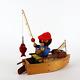 Steinbach Smoker Music Box Angler in Boat S767 Reuge Over The Waves Waltz
