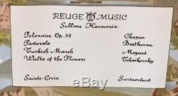 Stunning Reuge Sainte Croix Music Box 144 notes-4 songs- Chopin, Beethoven, more