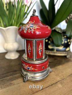 Stunning Vintage REUGE Italy Red Music Carousel Cigarette Or Lipstick