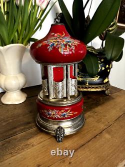 Stunning Vintage REUGE Italy Red Music Carousel Cigarette Or Lipstick