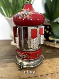 Stunning Vintage REUGE Italy Red Music Carousel Cigarette Or Lipstick