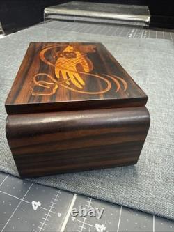 Stunning Vintage Wood Marquetry Cigarette Box