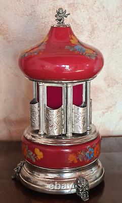 Swiss REUGE Lipstick Carousel Music box, cigarettes, vintage, Made in Italy