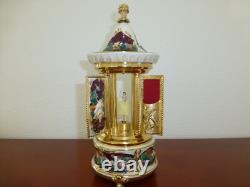 Swiss Reuge Dancing Ballerina Music Box Carousel Holder Gold Leaf/Porcelain Case