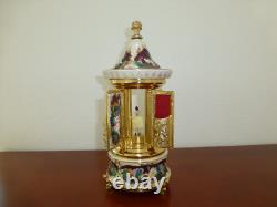 Swiss Reuge Dancing Ballerina Music Box Carousel Holder Gold Leaf/Porcelain Case Swiss Reuge Dancing Ballerina Music Box Carousel Holder Gold Leaf/Porcelain Case