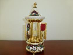 Swiss Reuge Dancing Ballerina Music Box Carousel Holder Gold Leaf/Porcelain Case