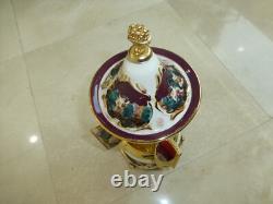 Swiss Reuge Dancing Ballerina Music Box Carousel Holder Gold Leaf/Porcelain Case