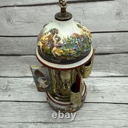 Swiss Reuge Dancing Ballerina Music Box Carousel Holder Porcelain Case Roses