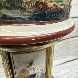 Swiss Reuge Dancing Ballerina Music Box Carousel Holder Porcelain Case Roses