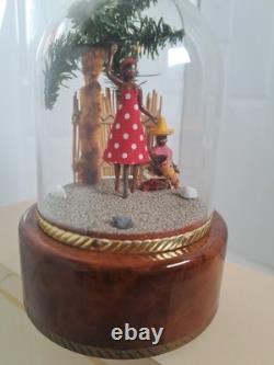 Swiss Reuge Dome Music Box with Dancer in Calypso Scene Tune Matilda Matilda