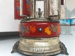 Swiss Reuge Lipstick/Cigarettes Carousel Music Box Made in Italy Hand Painted