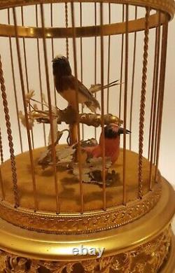 Swiss Reuge Music Box Cage Double Singing Birds Newly Serviced Automaton