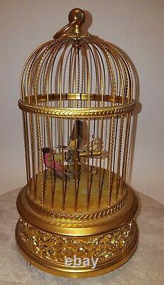Swiss Reuge Music Box Cage Double Singing Birds Newly Serviced Automaton