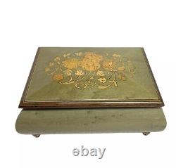 Swiss Reuge Music Box Lacquered Inlay Sage Green Dance Of The Sugarplum Fairy