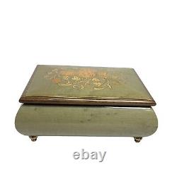 Swiss Reuge Music Box Lacquered Inlay Sage Green Dance Of The Sugarplum Fairy