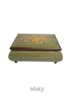 Swiss Reuge Music Box Lacquered Inlay Sage Green Dance Of The Sugarplum Fairy