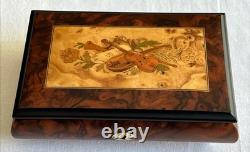 Swiss Reuge Music Jewelry Box Italian Wood & Brass Beautiful Burl -No Key