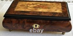 Swiss Reuge Music Jewelry Box Italian Wood & Brass Beautiful Burl -No Key