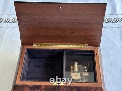 Swiss Reuge Music Jewelry Box Italian Wood & Brass Beautiful Burl -No Key