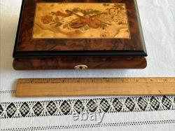 Swiss Reuge Music Jewelry Box Italian Wood & Brass Beautiful Burl -No Key