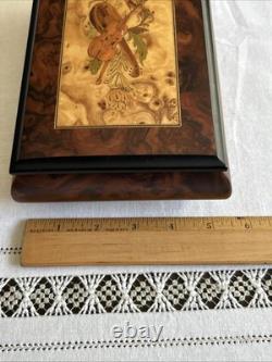 Swiss Reuge Music Jewelry Box Italian Wood & Brass Beautiful Burl -No Key