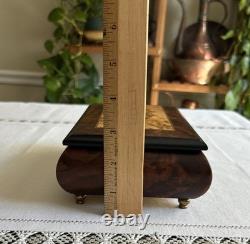 Swiss Reuge Music Jewelry Box Italian Wood & Brass Beautiful Burl -No Key