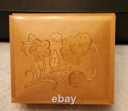 Swiss Reuge Romance Music Box Inlaid Wood Flower Design Italy 18 notes-CHARITY