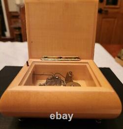 Swiss Reuge Romance Music Box Inlaid Wood Flower Design Italy 18 notes-CHARITY