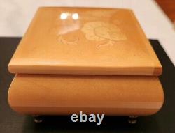 Swiss Reuge Romance Music Box Inlaid Wood Flower Design Italy 18 notes-CHARITY