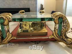 Swiss Reuge Sainte Croix 3/72 Music Box, Crystal Clear Glass Case Dolphin Legs