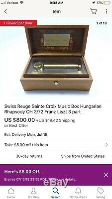 Swiss Reuge Sainte Croix Music Box The Thieving Magpie 3 part CH 3/72. 37207
