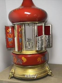 Swisse Reuge Carousel Music Box Cherubs Cigarette Lipstick Holder Made In Italy