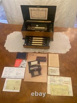 Switzerland Reuge Inlaid Case 72 Note 5 Cylinder 15 Songs Music Box 1989 Beauty
