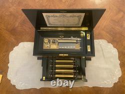 Switzerland Reuge Inlaid Case 72 Note 5 Cylinder 15 Songs Music Box 1989 Beauty