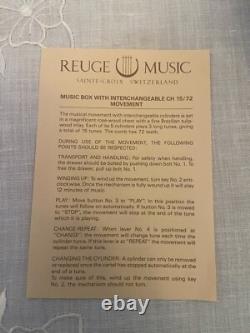 Switzerland Reuge Inlaid Case 72 Note 5 Cylinder 15 Songs Music Box 1989 Beauty