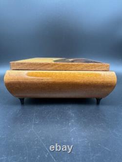 Switzerland Reuge Musical Jewelry Box, Inlaid Wood Mountain Scene