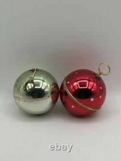 TWO REUGE SAINTE CROIX Pull Cord Ornaments Silent Night Swiss Rare VTG READ