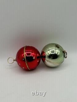 TWO REUGE SAINTE CROIX Pull Cord Ornaments Silent Night Swiss Rare VTG READ