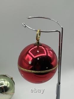 TWO REUGE SAINTE CROIX Pull Cord Ornaments Silent Night Swiss Rare VTG READ