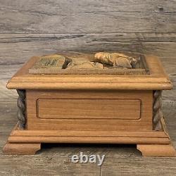 The Alchemist REUGE Music Box Swiss Movement Carved Wood Menuet Beethoven