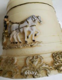 Unique Vintage Wax Music Box withHorse drawn Carriage & Reuge Movement